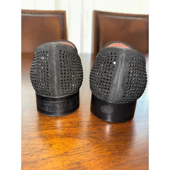 ELANROMAN  Black Rhinestone Studded Loafers w/ Gold Shark Tooth Detail Size 40 - Picture 5 of 9